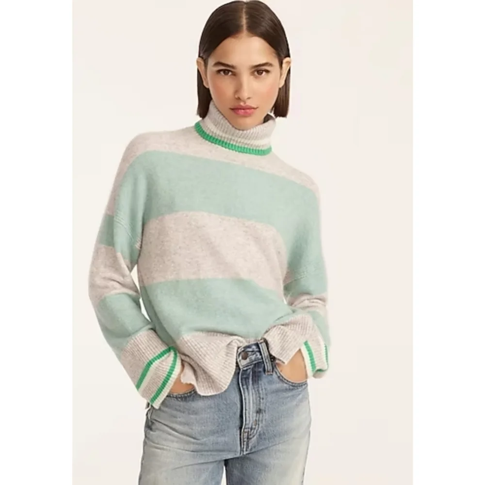 35. J.Crew Striped turtleneck sweater in Supersoft yarn